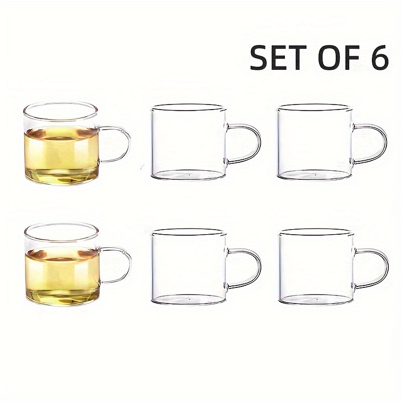 Hcvinrk Clear Espresso Cups with Handle Set of 4 (6 oz, 175 ml), Glass  Coffee Cups, Lead-Free Drinki…See more Hcvinrk Clear Espresso Cups with  Handle