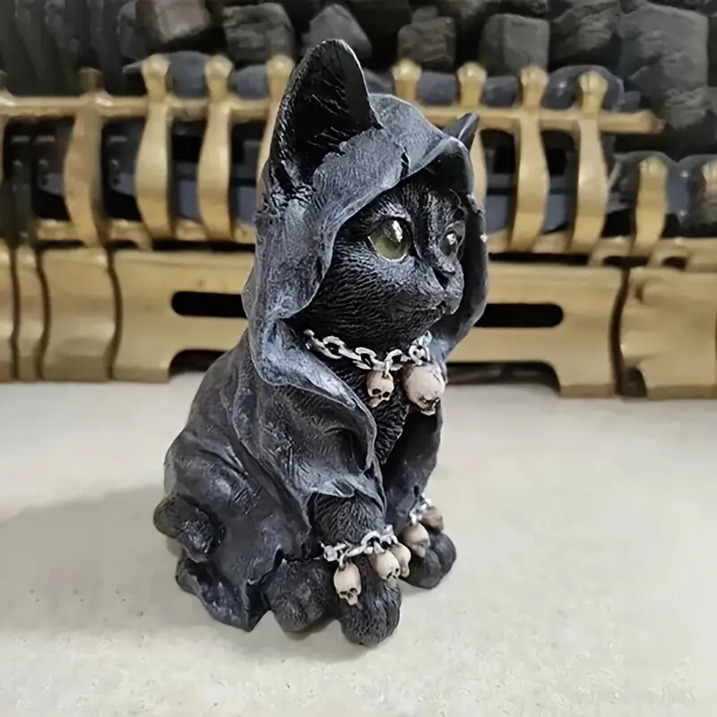 Black Cat Statue Gnome Statue Decor Garden Kitten Figurine - Temu