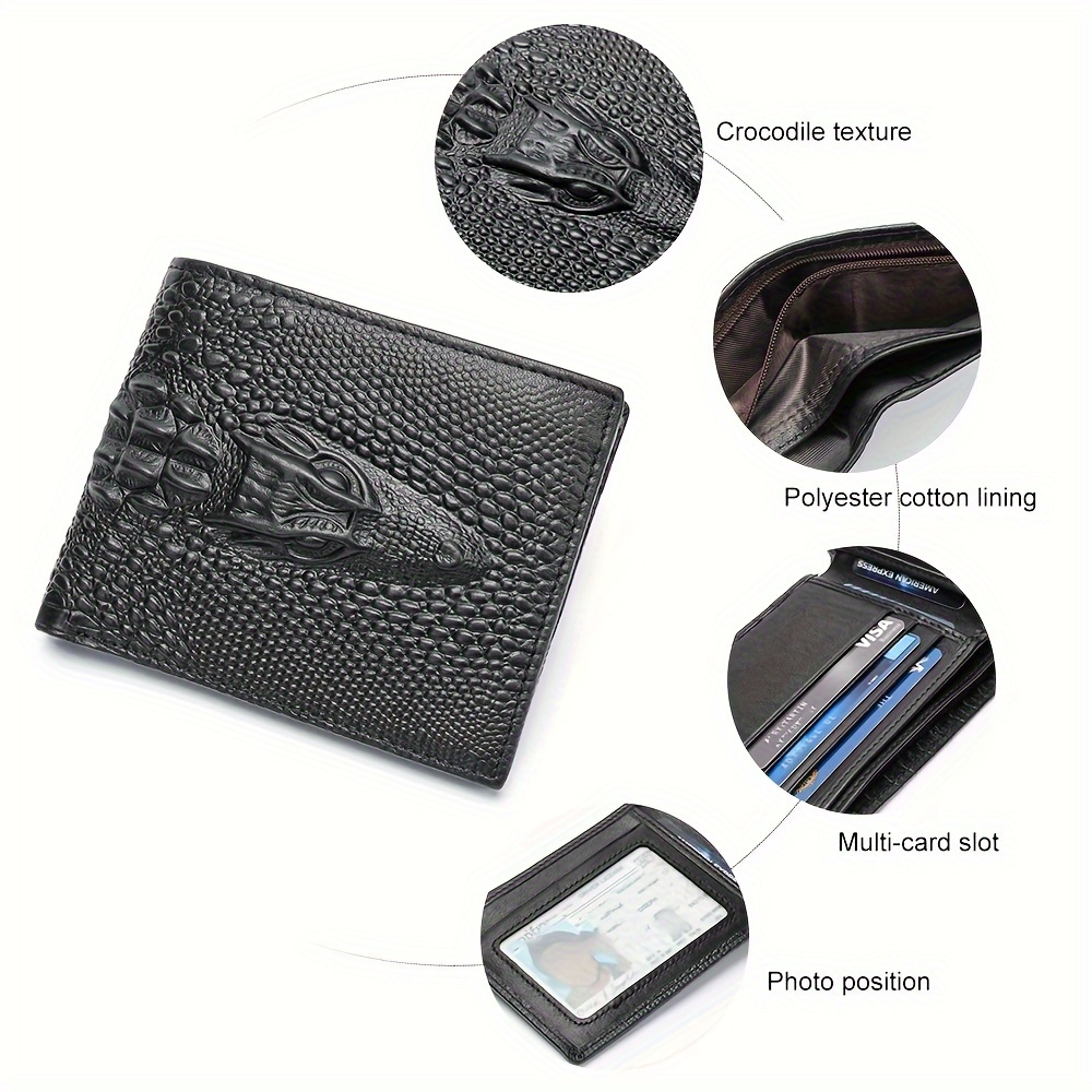 Men's Crocodile Pattern Wallet Multiple Card Slots Purse - Temu