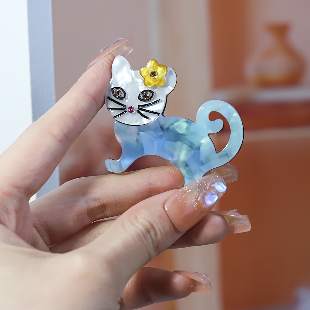   handcrafted acrylic cat brooch 3d animal design   casual attire gifts multilayer holiday gifts details 8