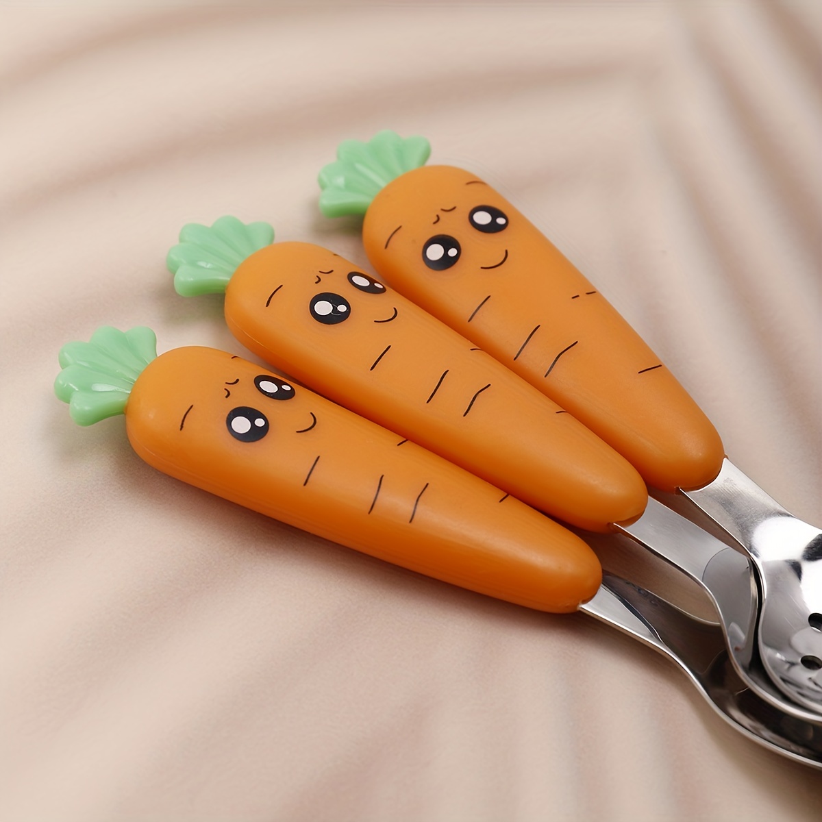 Cartoon Carrot Stainless Steel Spoon Fork Set Baby Gadgets Kids