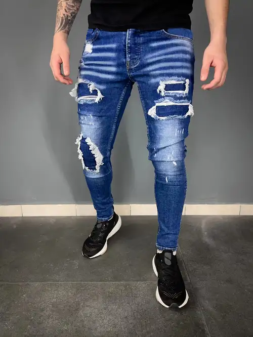 Men's Slim Fit Biker Jeans Men's Casual Street Style - Temu