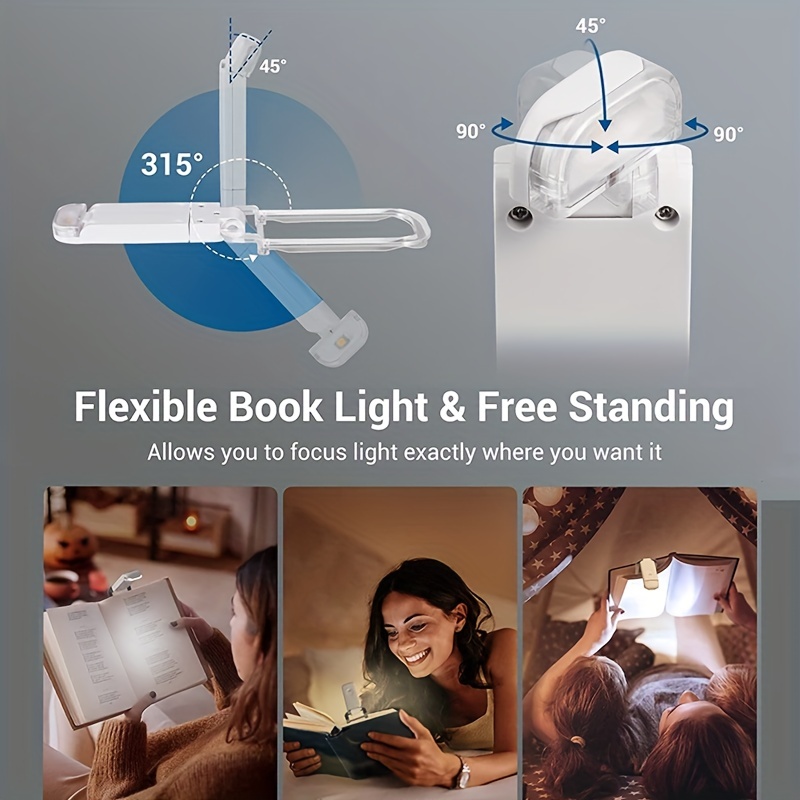 Lampe de livre rechargeable USB pour lire au lit, luminosité