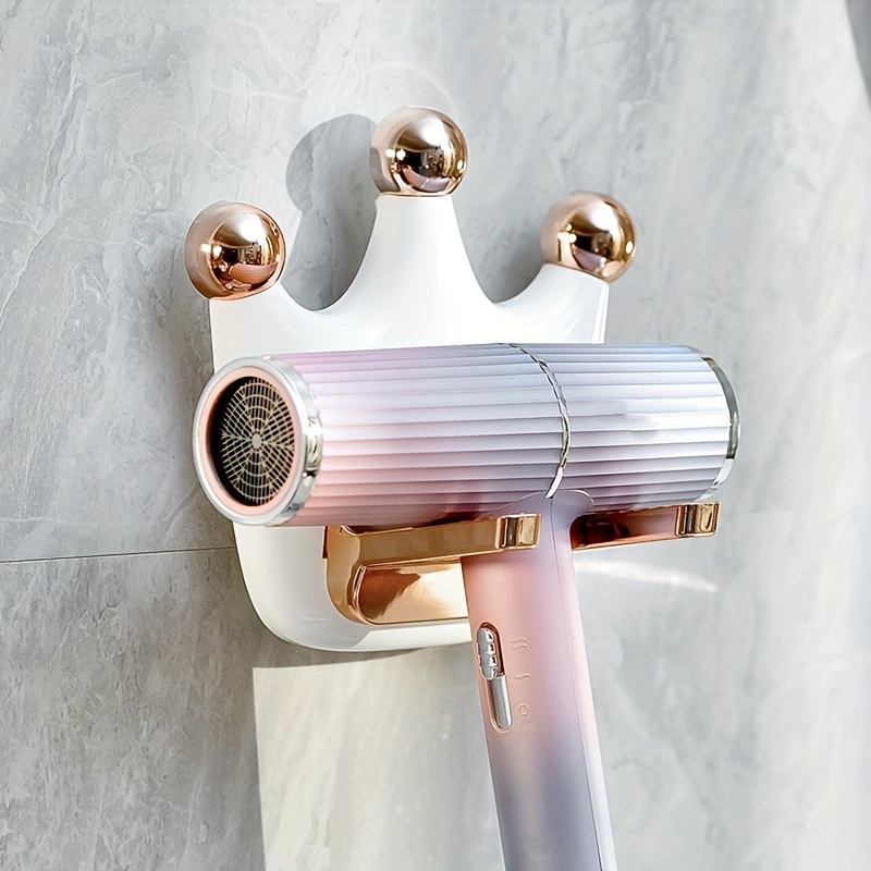 

1pc Crown Design Hair Dryer Bracket No Need For Drilling Installation Foldable 17*14*10.5cm