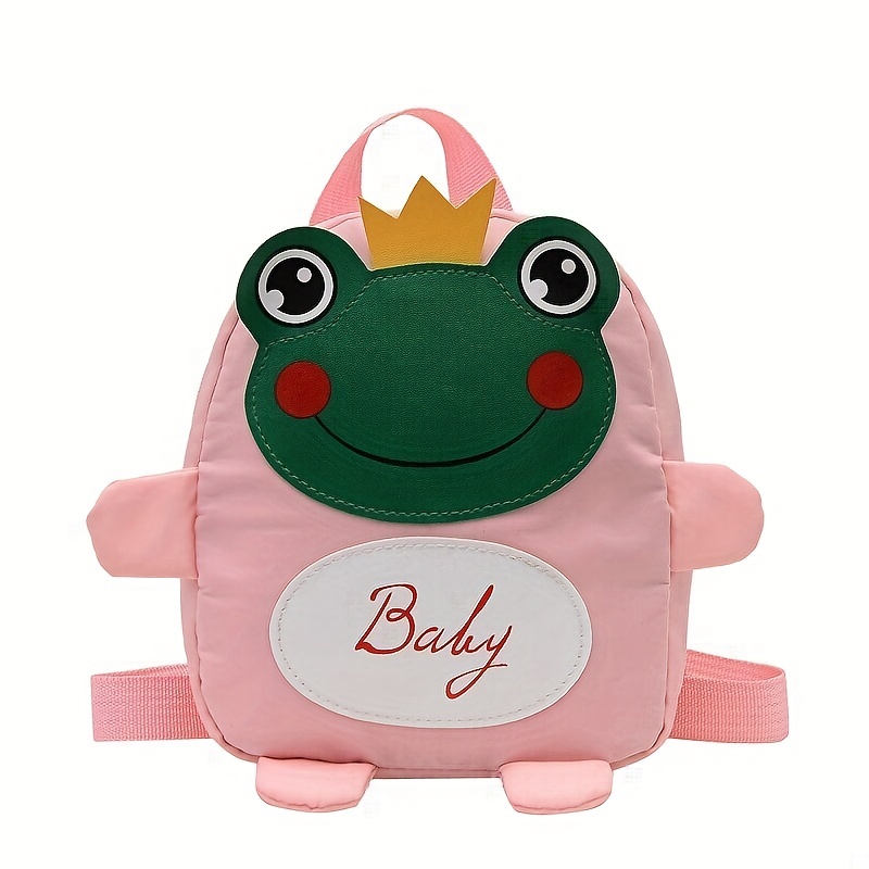 Kids Cartoon Frog Backpack With Traction Rope