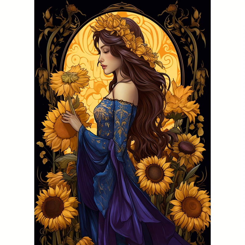 

1pc Large Size 30x40cm/ 11.8x15.7inch Without Frame Diy 5d Diamond Painting Princess Sunflower, Full Rhinestone Painting, Diamond Art Embroidery Kits, Handmade Home Room Office Wall Decor