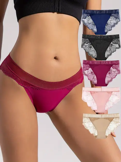 5Pcs/Set Women's Seamless Underwear, Cheeky Panties With High