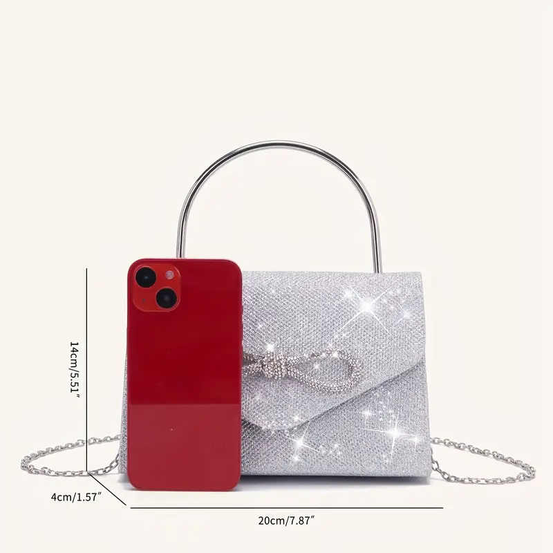 Pochette Elegante Con Catena Per Matrimoni E Eventi - Clutch Donna Con Glitter, Perfetta Per Serate Speciali - Foto 9