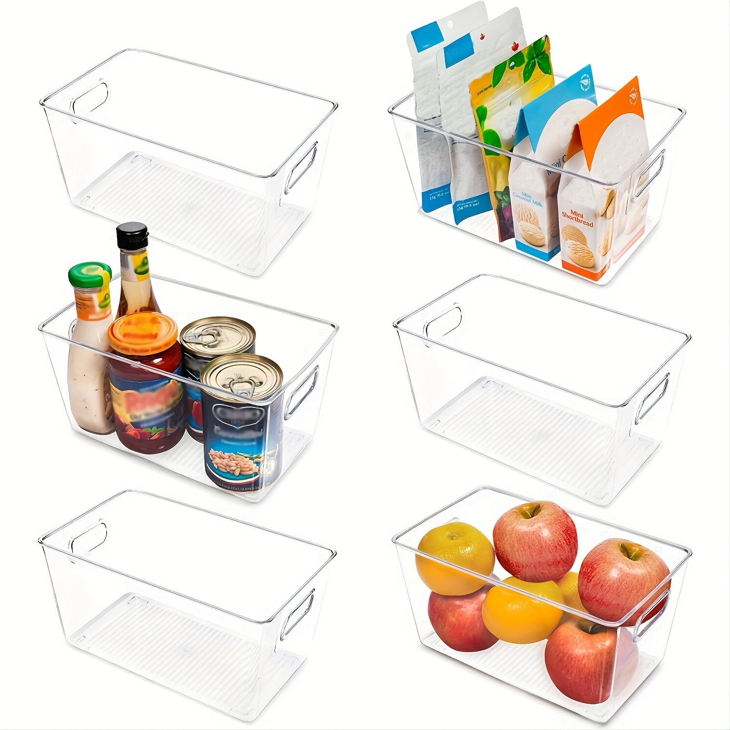 Sorbus Organizer Bins with Lids, Kitchen Pantry Organization Storage Acrylic Bins - 6-Pack - Clear