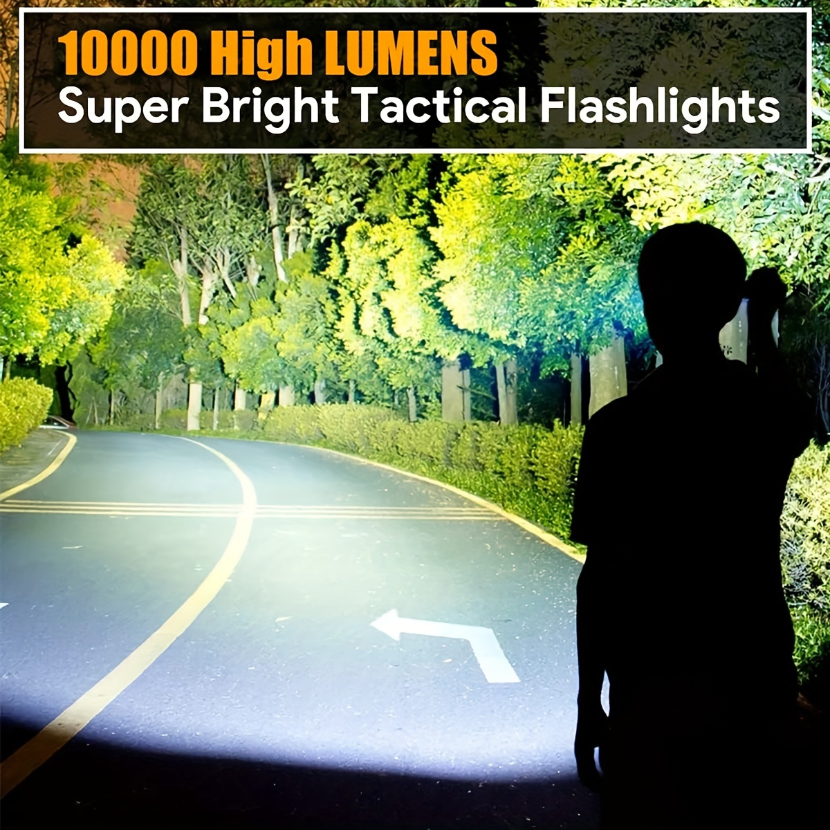 Rechargeable Led Flashlight, Cob Side Light, 30000 Lumen High Lumens Modes  Tactical Flashlight, 1800 Meter Long-range Illumination, Zoomable, Waterproof  Flashlight For Emergency Camping Field Search Temu