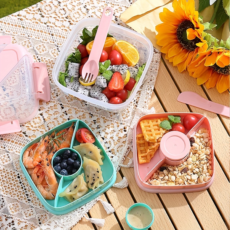 Plastic Fruit Salad Lunch Box, Large Capacity Portable Multi-functional Lunch  Box, Leak-proof Reusable Bento Box, Suitable For Picnics, Camping, Kitchen  Supplies - Temu