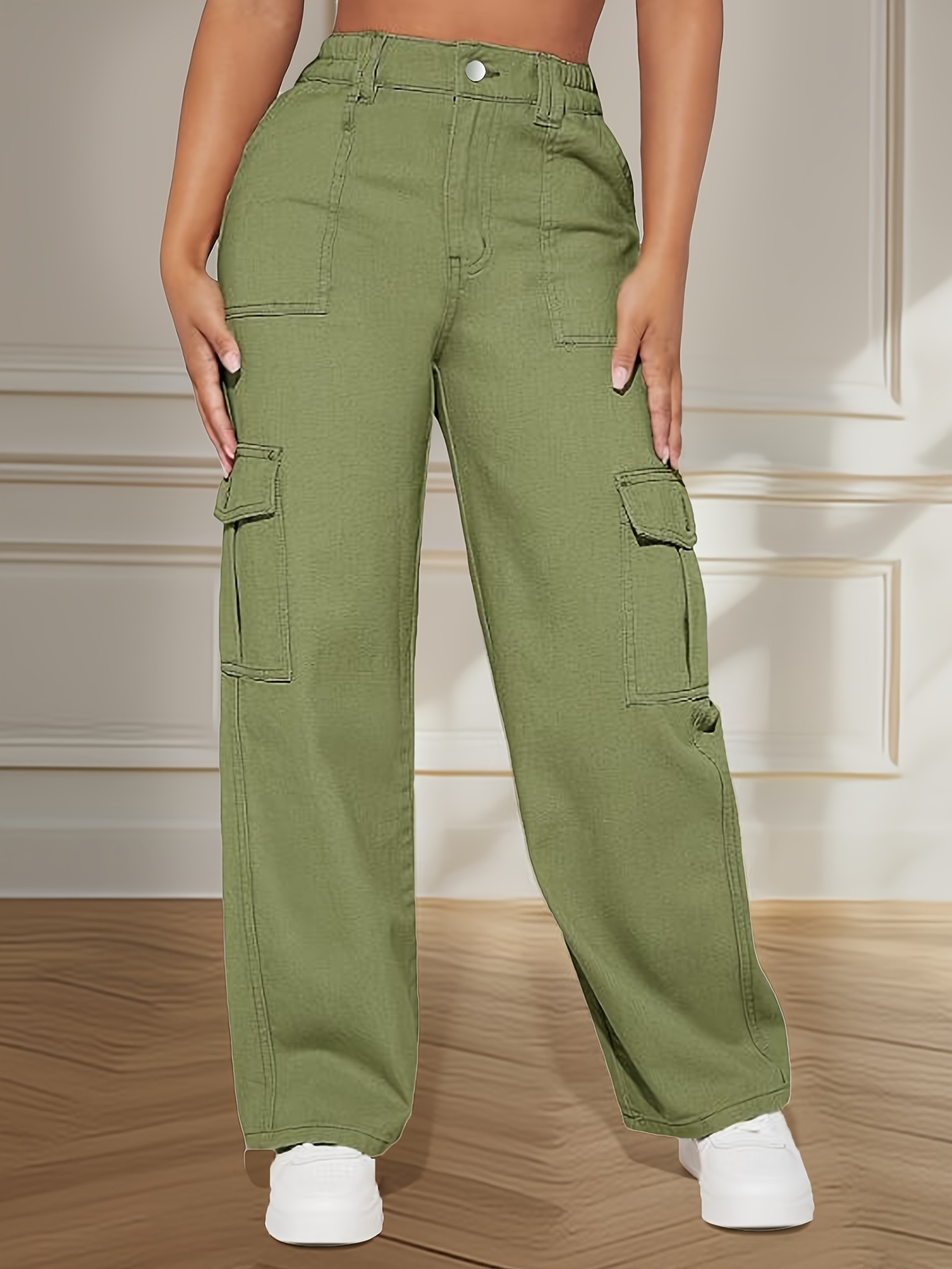 Multi pocket Baggy Cargo Pants Loose Fit Non stretch Belt - Temu