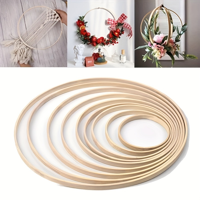 6 Sizes Wooden Bamboo Floral Hoop Set Macrame Craft Hoop - Temu