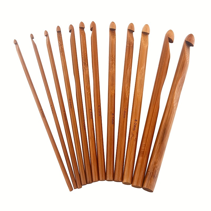 Small Size Crochet Hooks Bamboo Wooden Handle Crocheting Hooks Knitting  Needles Hand Weave Yarn Craft DIY Sewing Accessories