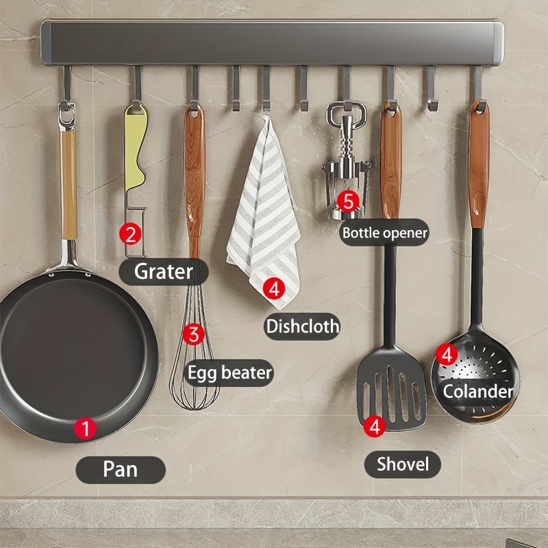 Wall Mounted Kitchen Utensil Rack Modern Wall Rod Storage - Temu