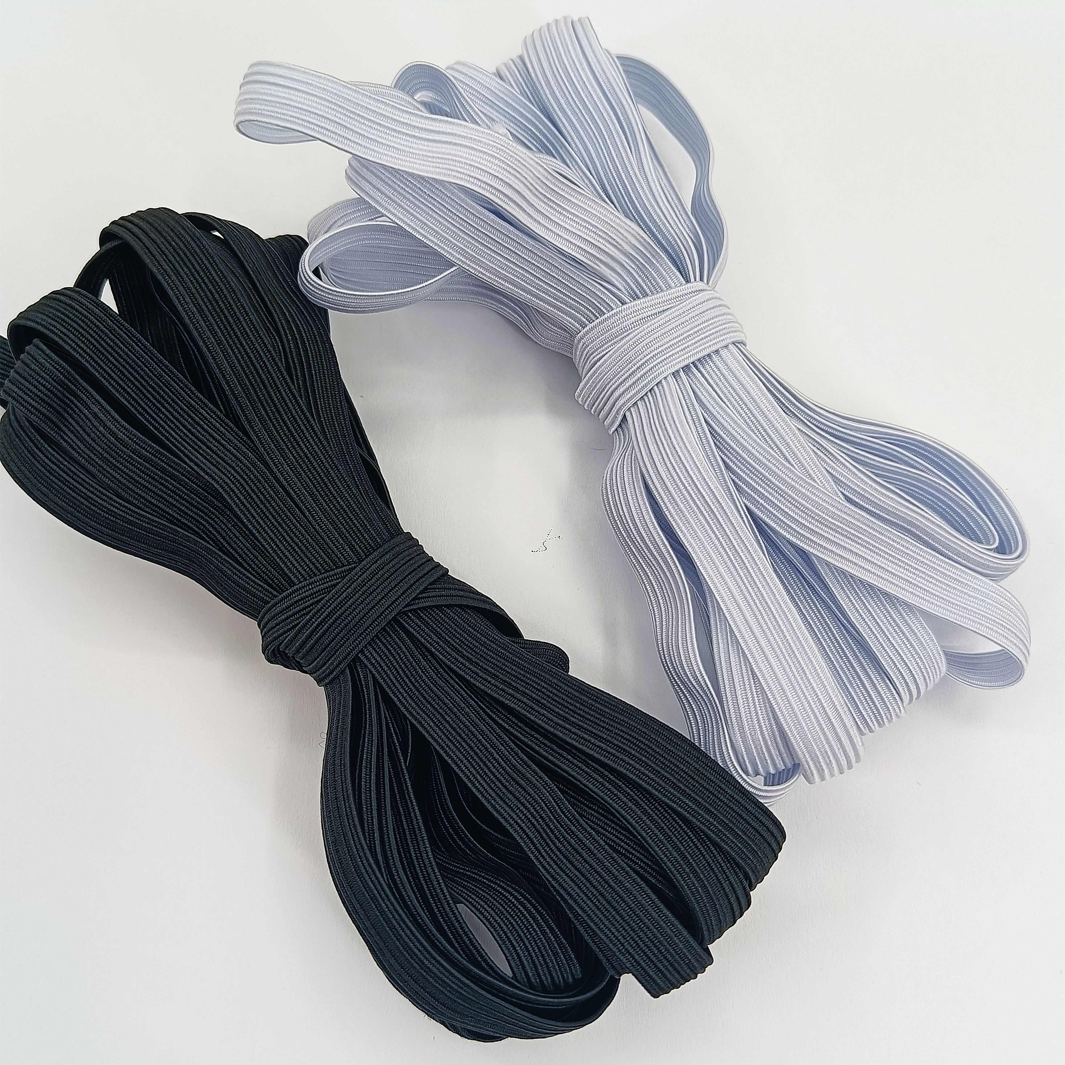 Dilwe Corde élastique (Noir)3 Sacs De 06cm 10m Cordes Elastiques Plates  Pour Couture De Vêtements quincaillerie corde Noir Blanc