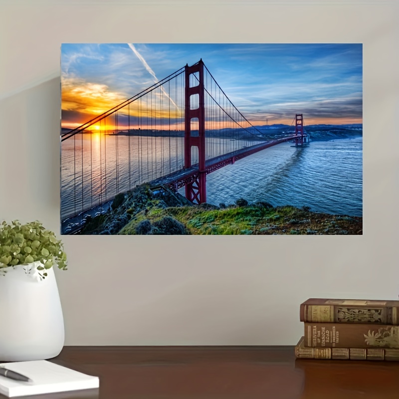 1pc Bridge Side Scenery Hd Canvas Painting Art Posters - Temu