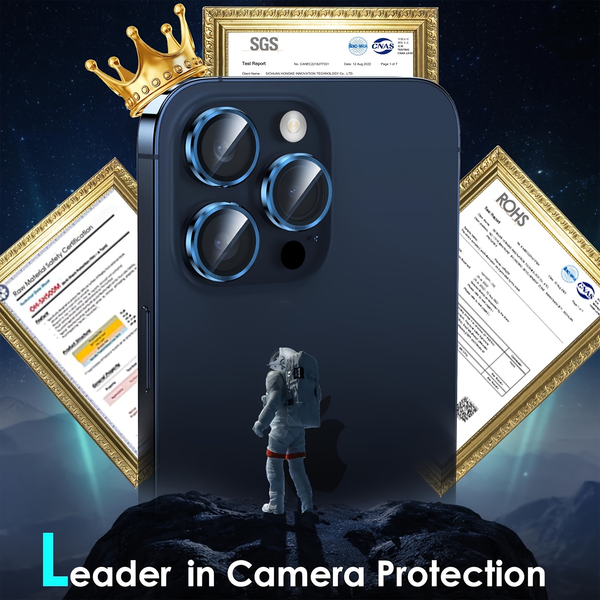 Camera Lens Protector Compatible With iPhone 15 Pro/ 15 Pro Max (Blue  Titanium)