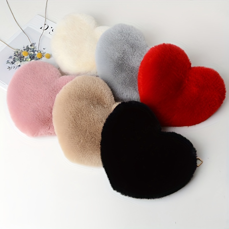 Faux Fur Red Heart Purse