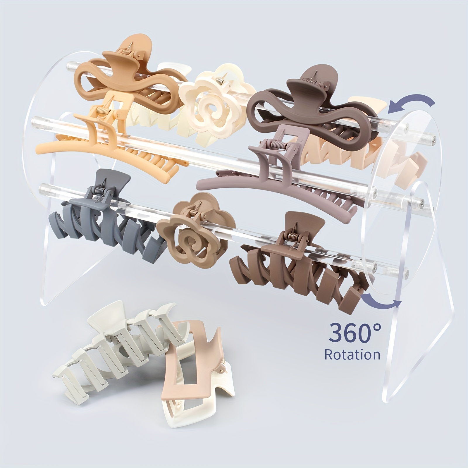 Transparent Acrylic Rotating Hair Claw Clip Display Holder