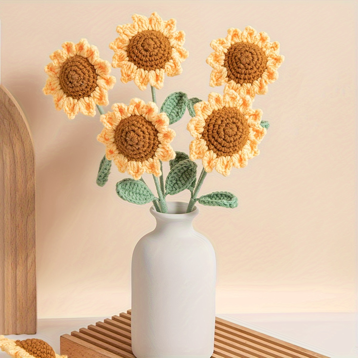 Gestrickte Künstliche Blumen Fertig Handgewebte Blume Handgefertigte  Simulation Blume Garn Häkeln Sonnenblume Dekor - Temu Germany