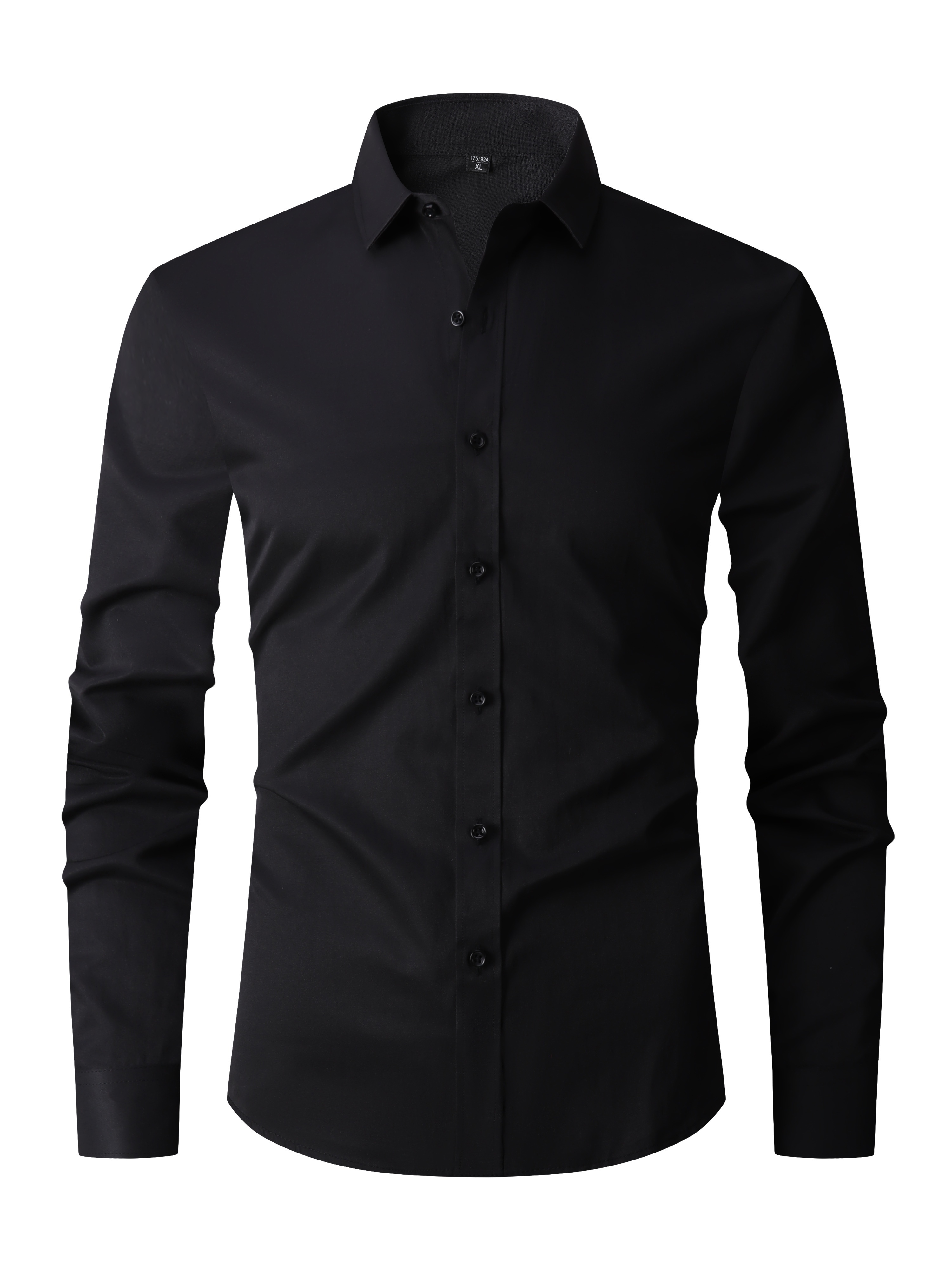 Classic Design Shirt Men's Semi formal Button Lapel Long - Temu