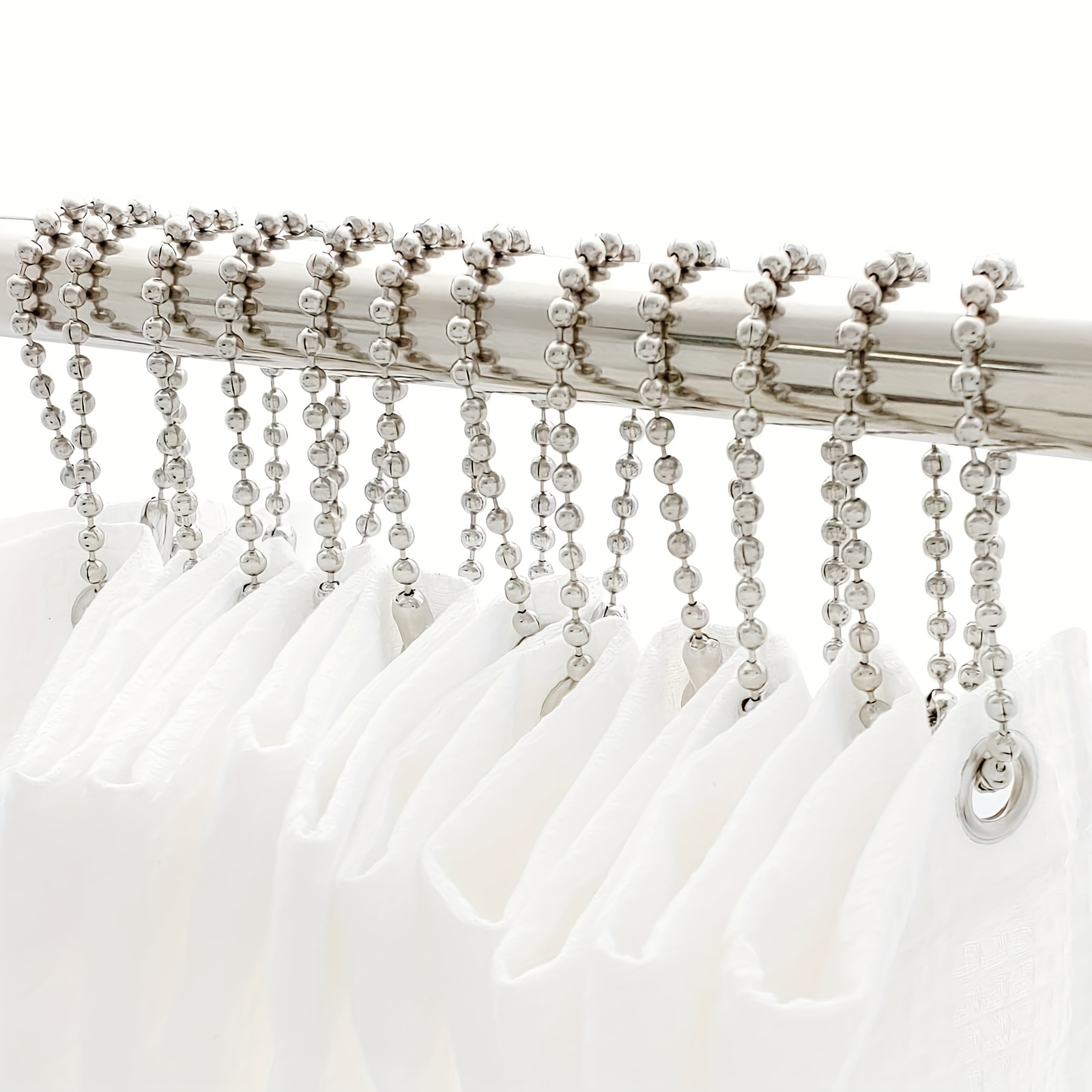 Shower Curtain Hook Stainless Steel Ball Beaded Curtain Ring - Temu
