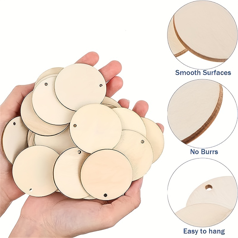 50pcs 2 Small Wood Circles Round Wood Discs DIY Round Blank Wooden For  Crafts, School Project, Decoration