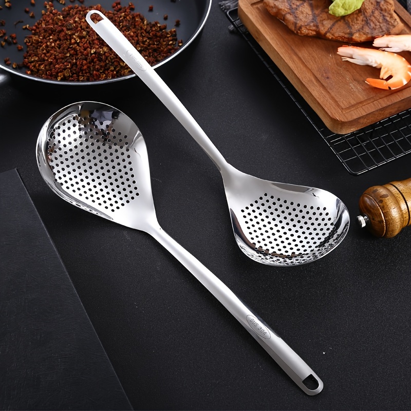 Stainless Steel Colander Skimmer Slotted Spoon Heavy Duty Food Strainer