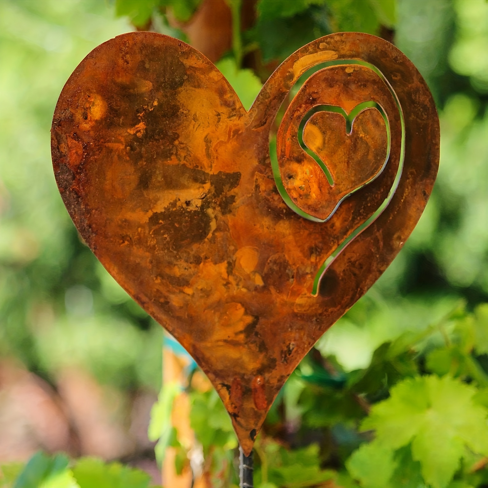 Rusted Heart With Curly Wire A Heart In The Garden Rusted - Temu