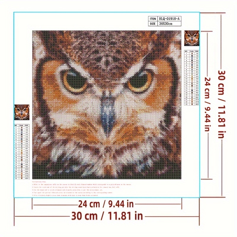 Diy Diamond Painting Cross Stitch Animal Owl Series Living - Temu