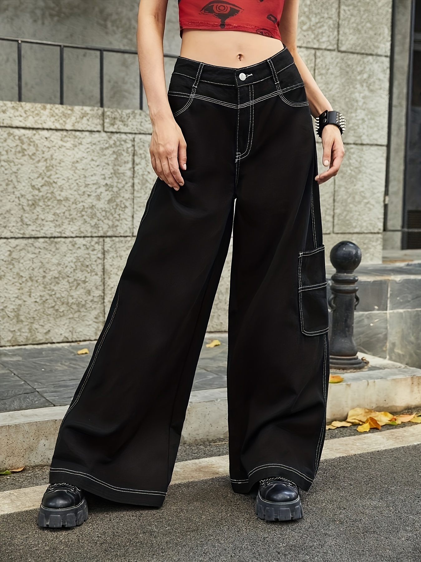 Y2K Pants Low Waisted Wide Leg Pants for Women Casual Pants Loose