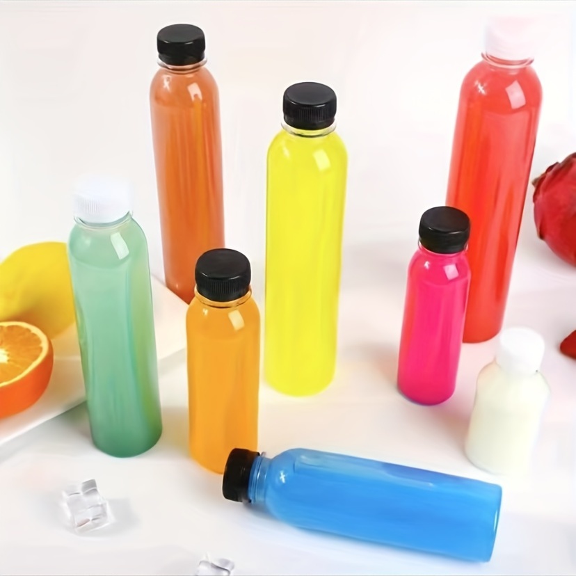 5pcs, Water Bottles, Plastic Juice Bottles, Clear Bulk Beverage Containers,  Leak Proof Water Bottles, Large Capacity Juice Bottle, Creative Containers