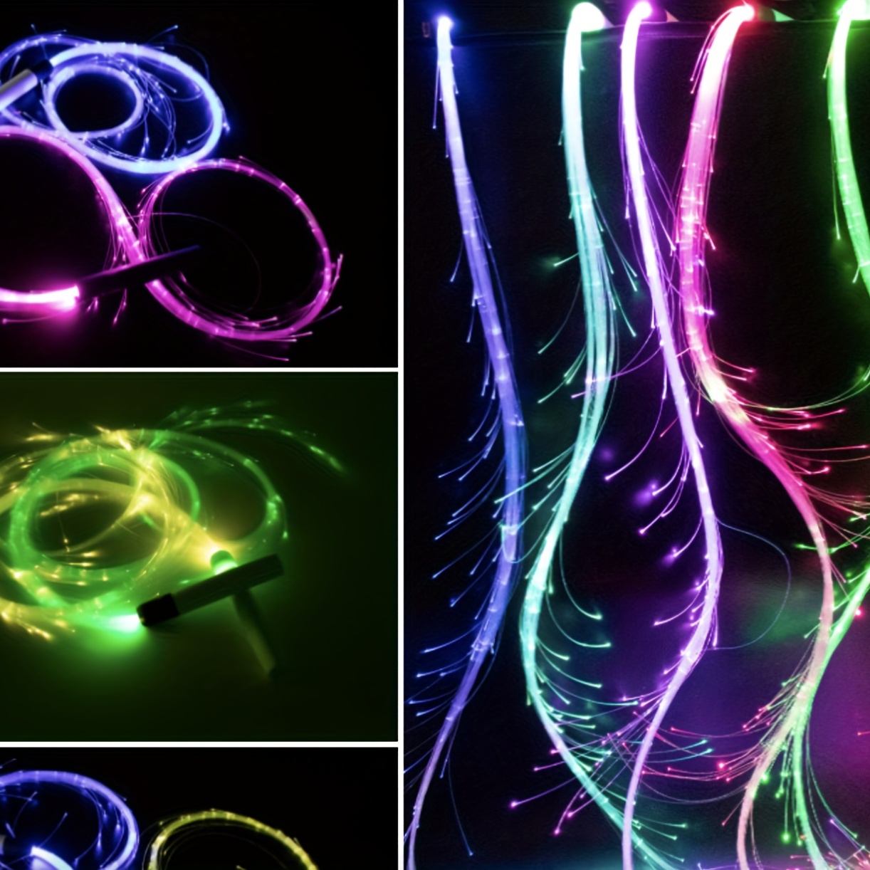 1pc LED Tanz Peitschen Wiederaufladbare Fiber Optic Streifen Licht, RGB  Fiber Optic Glowing Peitsche Für Tanzen 7 Farbe