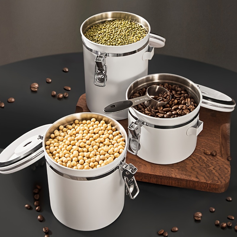 LKJGHG Tarro de almacenamiento de café hermético de acero inoxidable de  1.5L/1.8L, recipiente de almacenamiento de alimentos para cocina,  recipiente