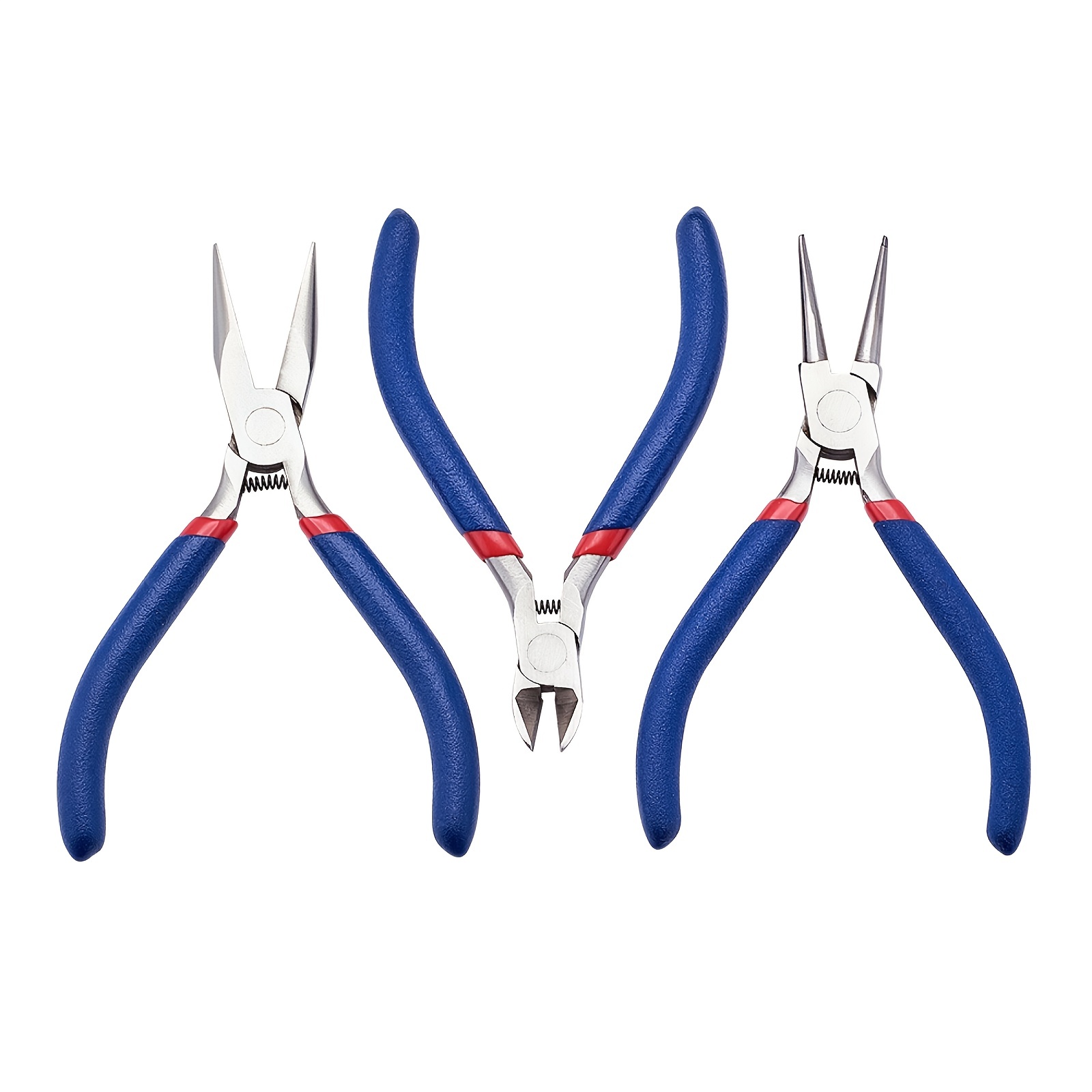 Jewelry Plier for Jewelry Making Supplies, #50 Steel(High Carbon Steel)  Short Chain Nose Pliers, Round Nose Pliers and Side Cutting Pliers,  Midnight Blue, 110~130x53mm