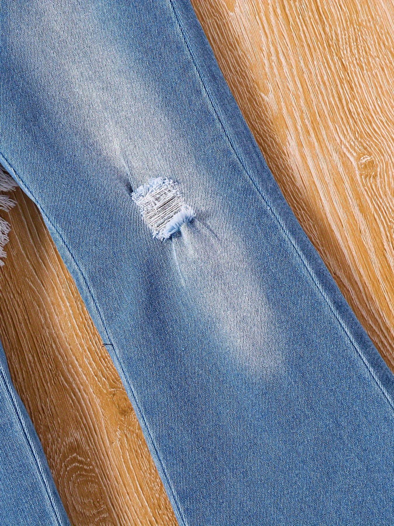 Blue Jeans Acampanados Lazo Lateral Pantalones Mezclilla - Temu