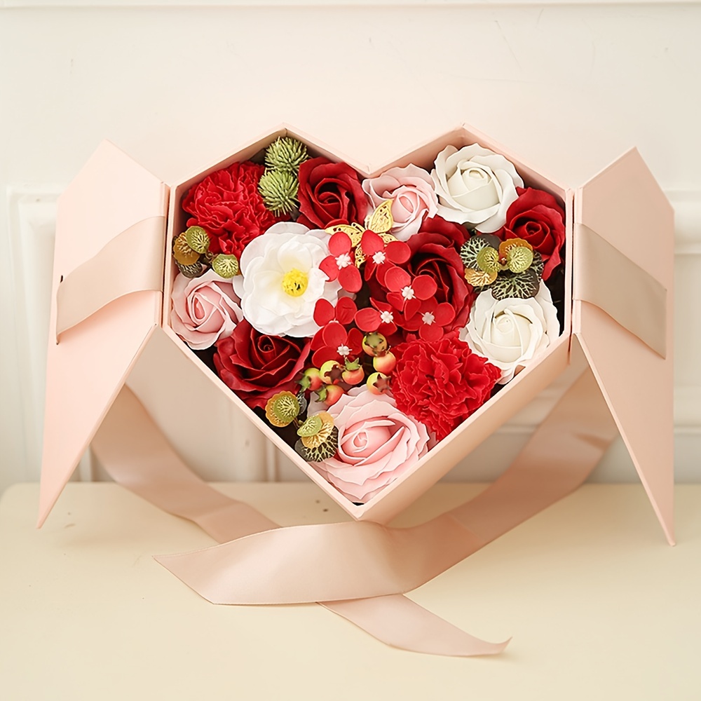 Scented Soap Flowers in Heart Shaped LED Gift Box – Family Galore