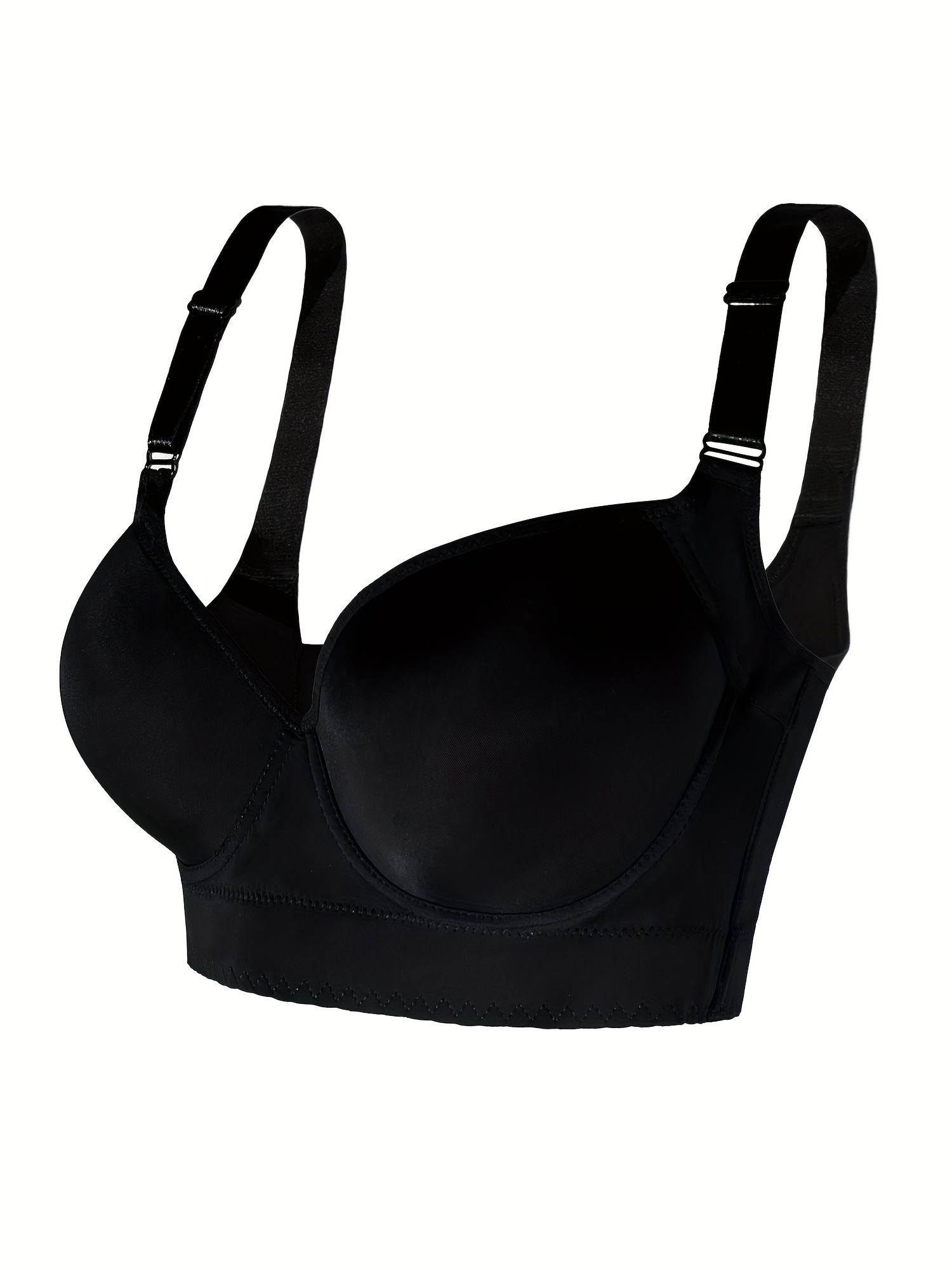 Women's Simple Bra, Plus Size Solid Lightly Padded Push Up Adjustable  Underwire Bra