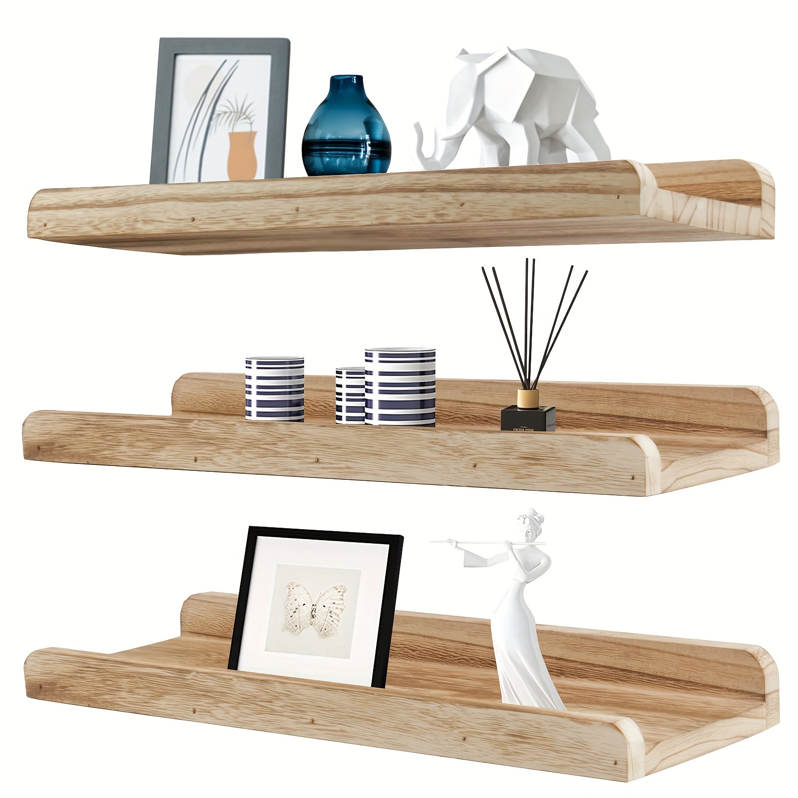 Soporte de madera para montaje en pared, paquete de 2, soportes de estante,  adecuado para sala de estar y dormitorio