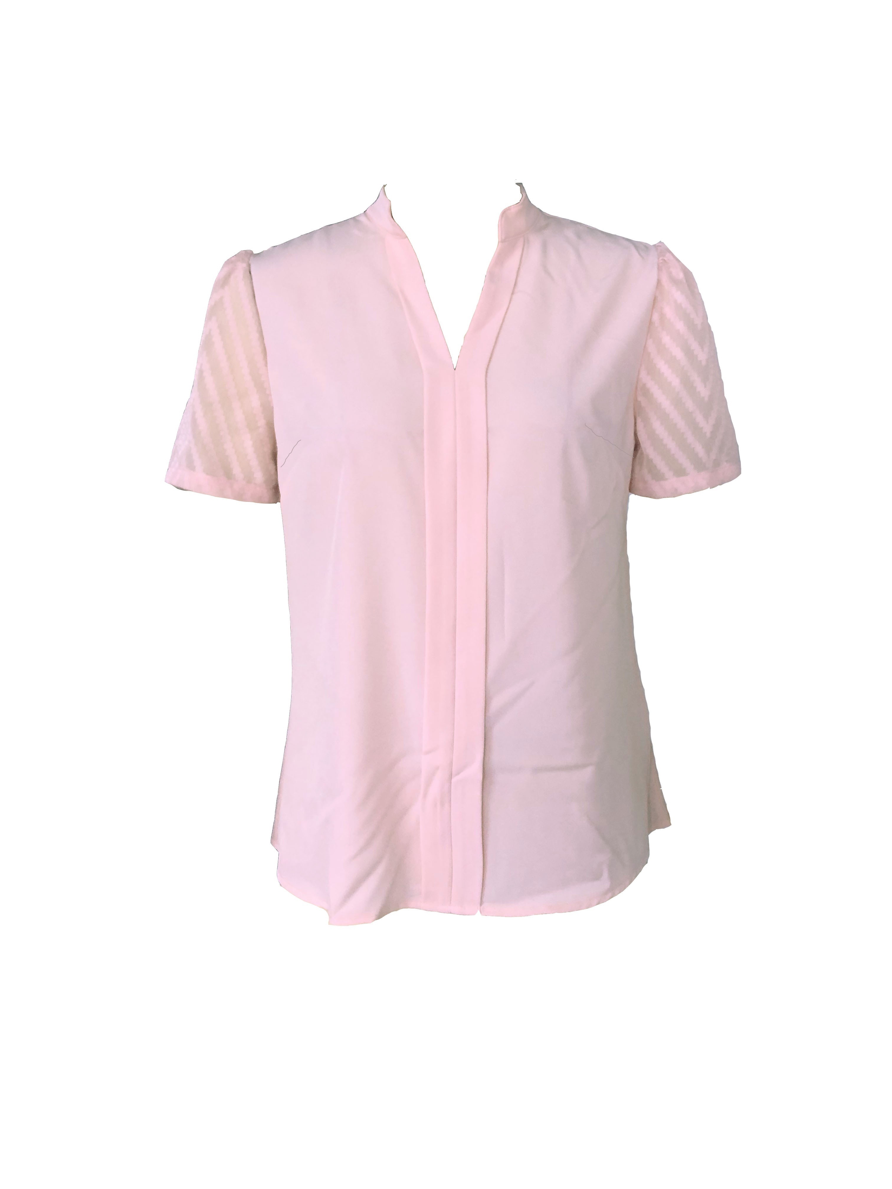 light pink short sleeve blouse