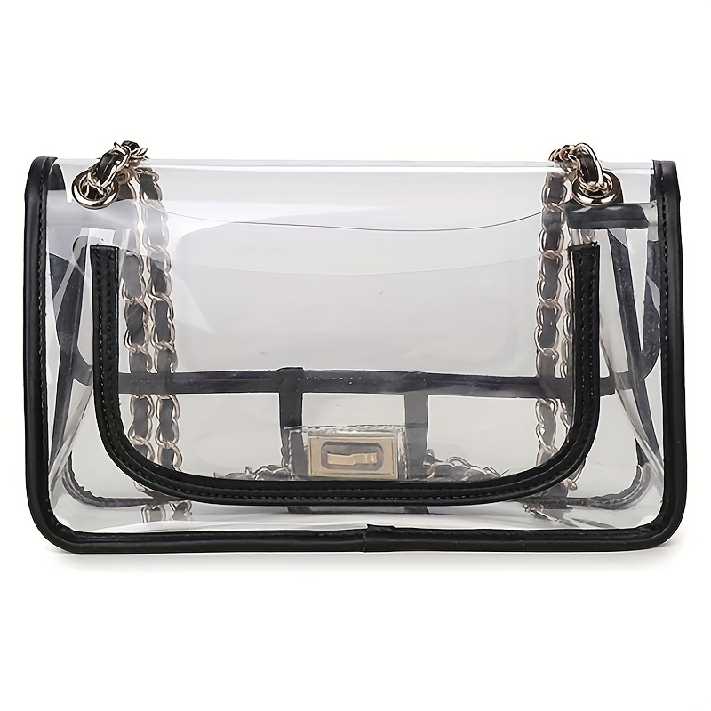 Bolso Transparente Mini Bandolera Ribete Monedero Solapa Pvc - Temu Chile