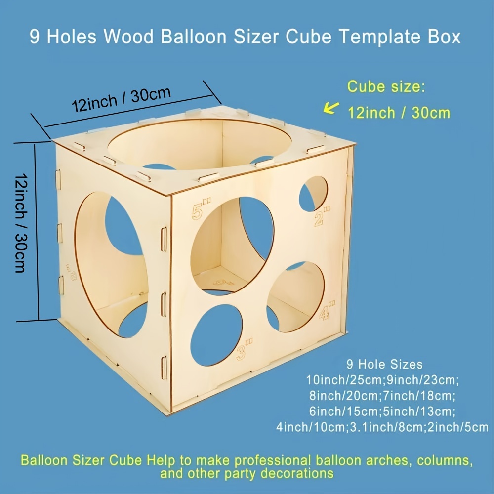 Worown 11 Holes Collapsible Plastic Balloon Sizer Box Cube, Balloon Size  Measurement Tool for Balloon Decorations, Balloon Arche