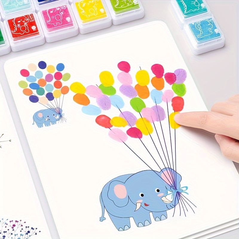 Puzzle Finger Painting Colorful Ink Pad Diy Craft Painting - Temu