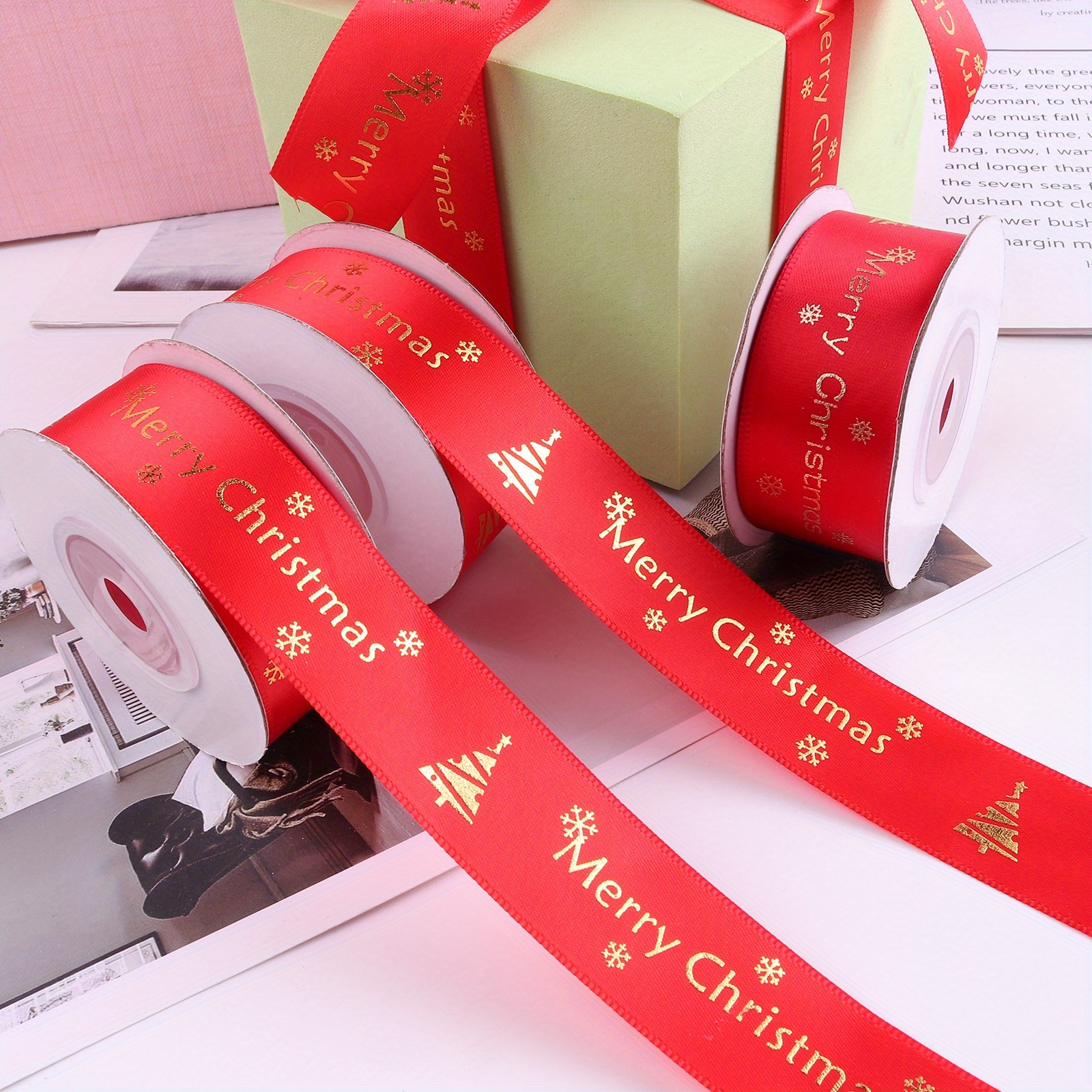 1 Roll Silk Satin Ribbon Wedding Decoration Party Gift Wrap Accessories  Packing Material Diy Bow Craft Decor Christmas Decor Supplies - Home &  Kitchen - Temu