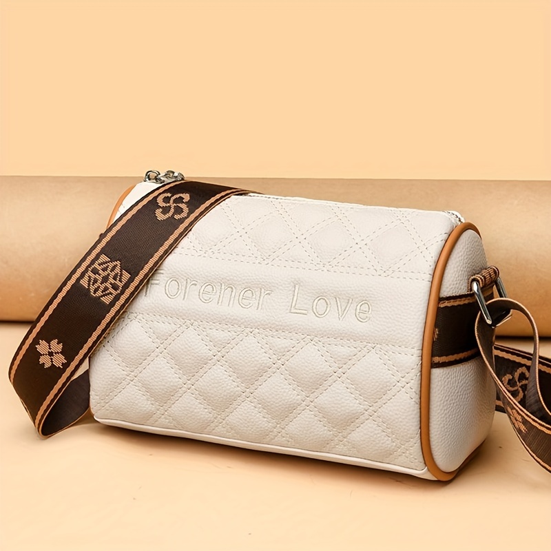 Fashion Quilted Crossbody Bag Trendy Shoulder Barrel Bag Temu