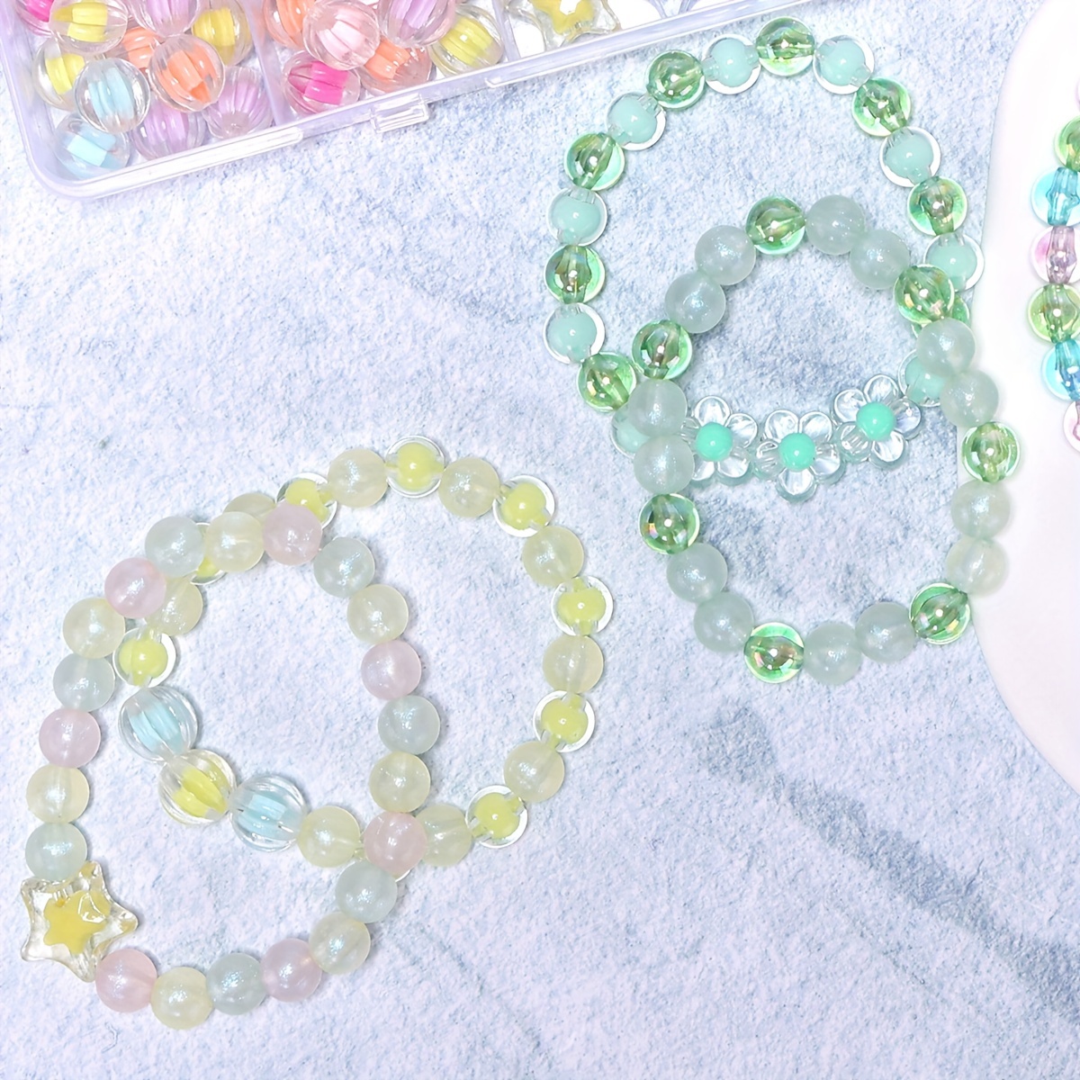 Mermaid Charm Beads Kit Diy Cute Colorful Beads Bracelet - Temu