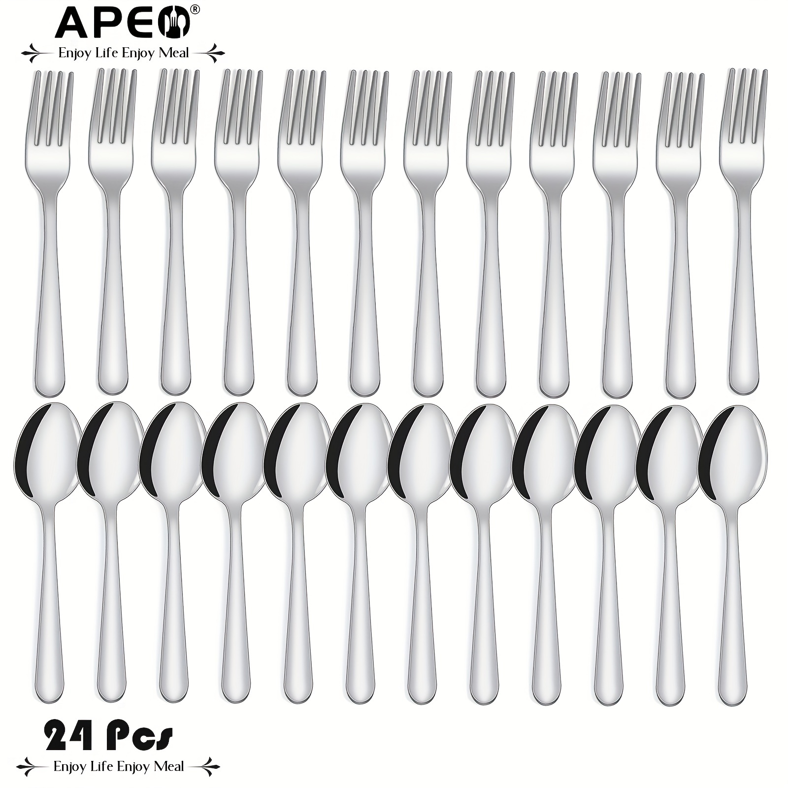 Forks And Spoons Silverware Set Dinner Forks/spoons Round - Temu