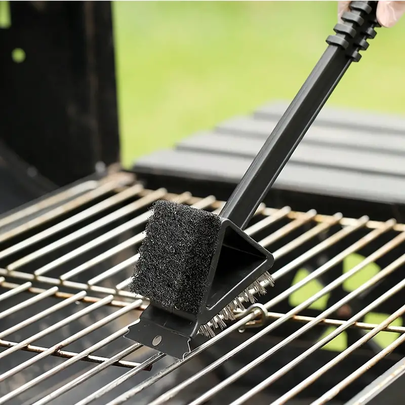 1 Bbq Cleaning Grill Brush With Scraper, Long Handle Grill Brush Shovel, Barbecue  Grill Cleaning Sponge Brush, Cleaning Supplies, Cleaning Tool, Back To  School Supplies - Temu