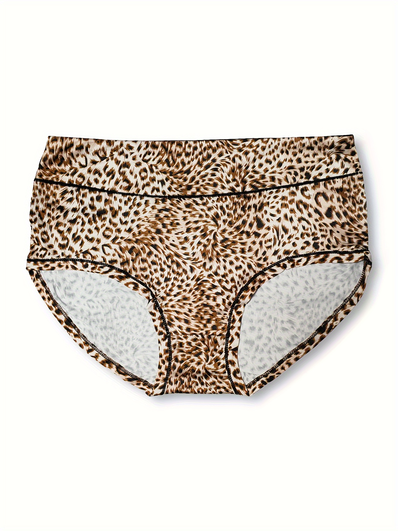 4 Pack Plus Size Soft Leopard Print Briefs Set